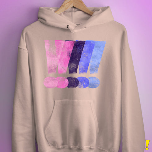 Distressed Omnisexual Pride Exclamation Points Hoodie - Light Pink